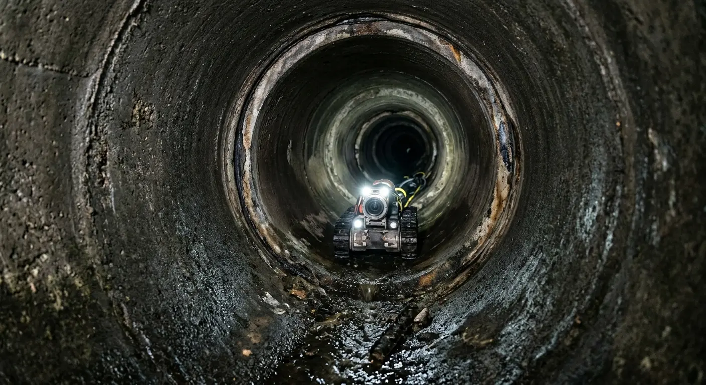 Robotic sewer camera inspecting pipe interior for Drain Snake Service in Titusville